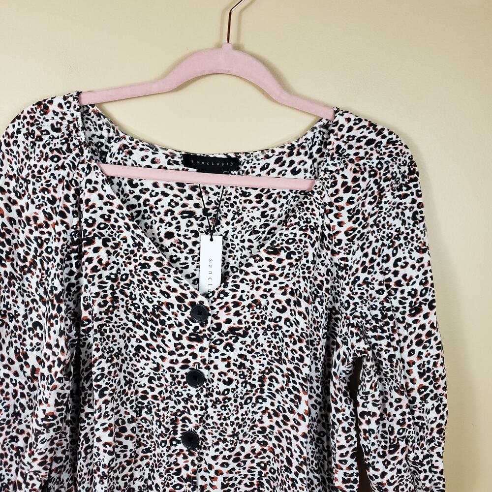 Sanctuary Modern Leopard Print Button-up Blouse Size L - Picture 2 of 9